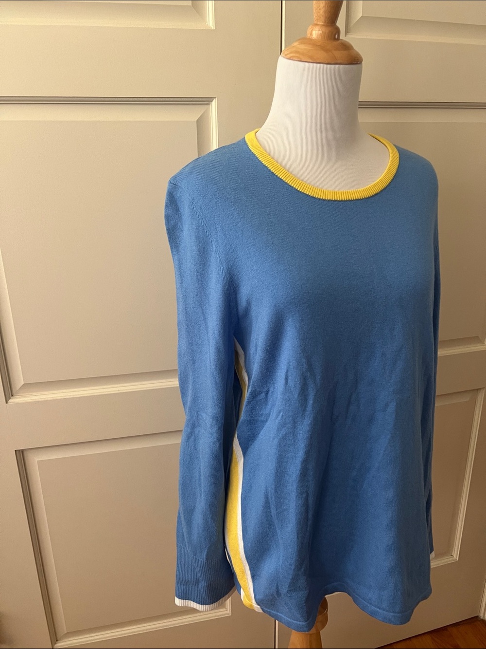 J McLaughlin Blue Sweater with side stripes large